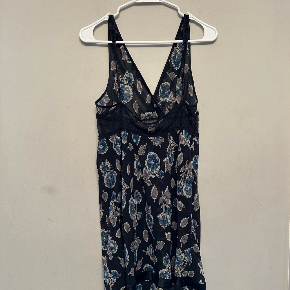 Vintage Y2K Era Victoria's Secret Angels Black and Blue Floral Slip Dress Small - Picture 7 of 7